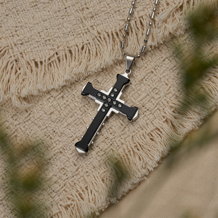 Christianartworkshop Geometric Multi-Tone Cross Necklace: Timeless Symbol Of Eternal Spiritual Grace - Black - image 2