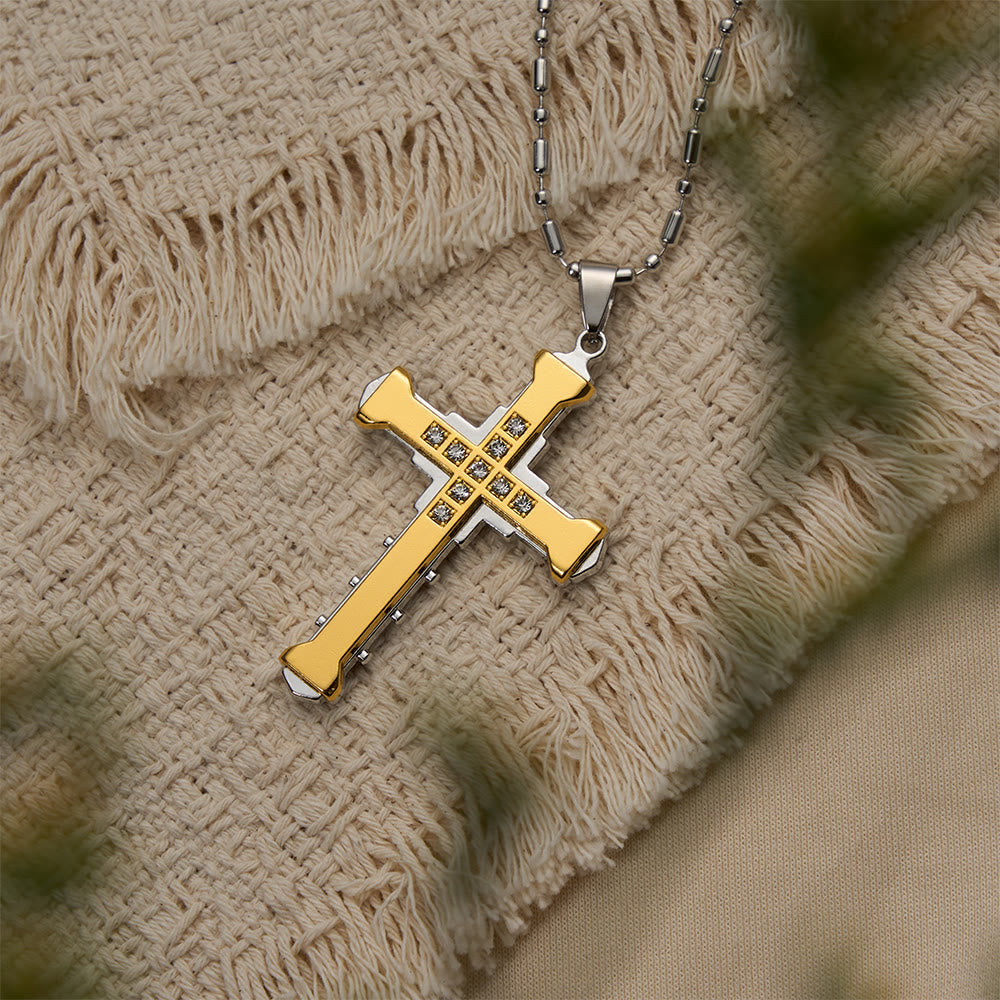 Christianartworkshop Geometric Multi-Tone Cross Necklace: Timeless Symbol Of Eternal Spiritual Grace - Golden - image 1