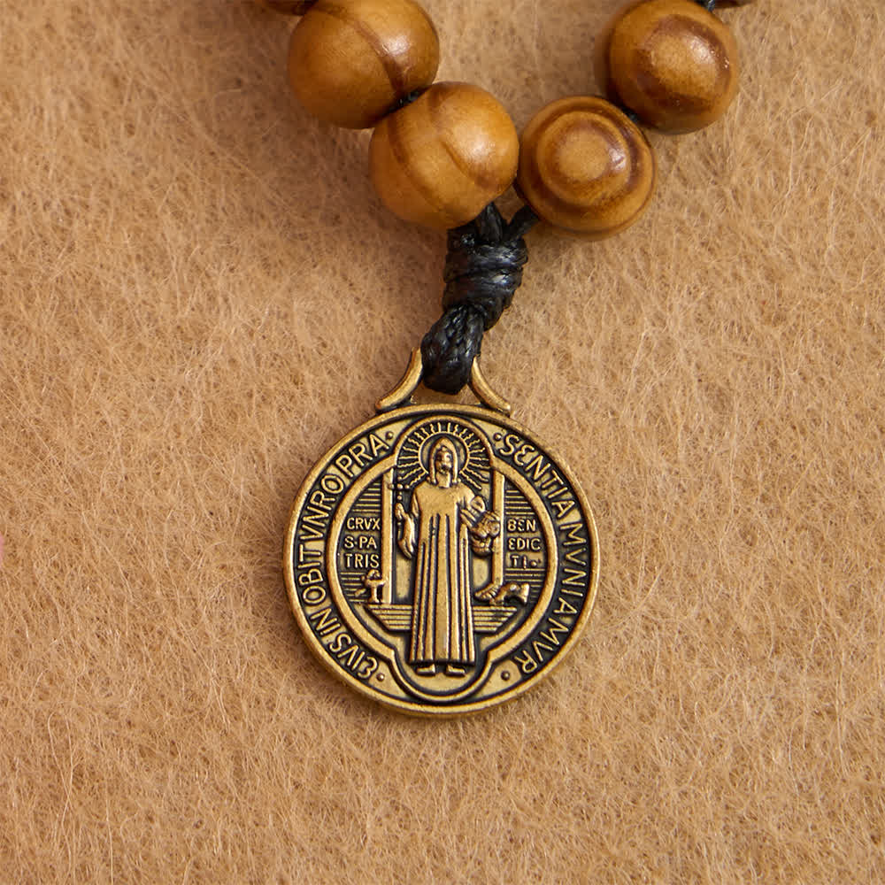 FREE Today: Natural Pine Wood Finger Rosary with Vintage St. Benedict Medal - image 5