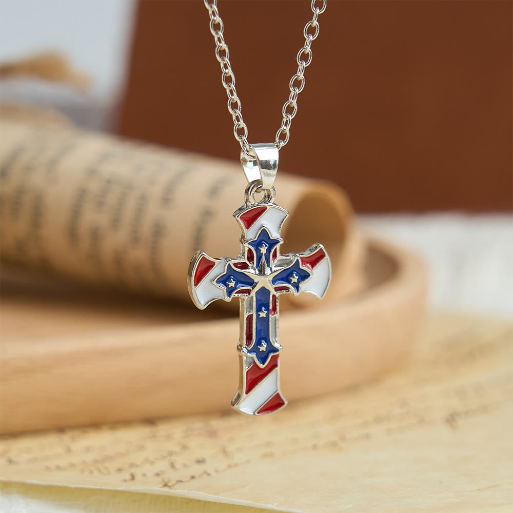 FREE Today: Patriotic Double Layer Stars and Stripes Cross Necklace: Independence Day Inspired Faith Jewelry - image 2
