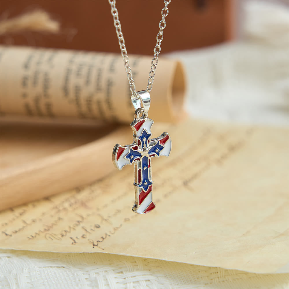 FREE Today: Patriotic Double Layer Stars and Stripes Cross Necklace: Independence Day Inspired Faith Jewelry - image 3