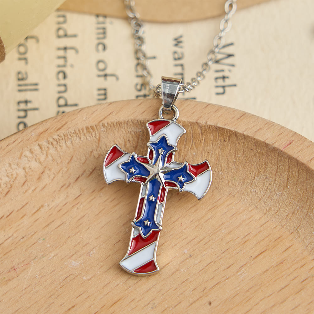 FREE Today: Patriotic Double Layer Stars and Stripes Cross Necklace: Independence Day Inspired Faith Jewelry - image 1