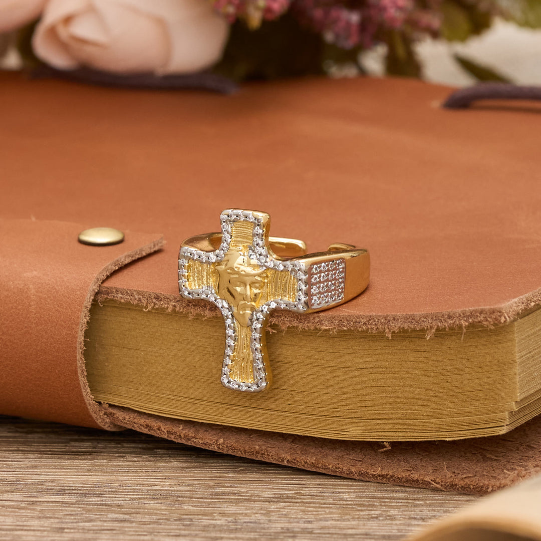 FREE Today: Jesus Face Cross Open Ring: A Bold Symbol of Redemptive Grace - Jesus Cross(Suitable for US Sizes 6-8) - image 0