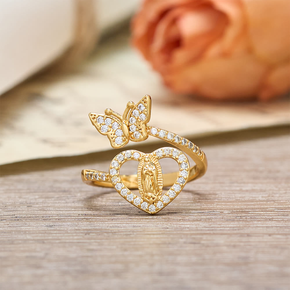 FREE Today: Dual Motif Butterfly & Heart Our Lady Ring: Symbol of Sacred Love and Grace - image 5