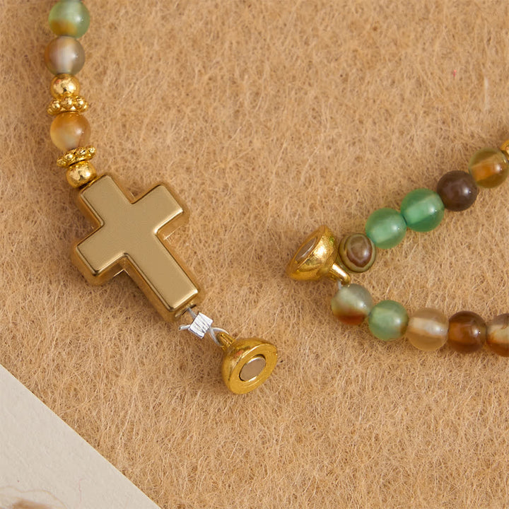 FREE Today: Peacock Agate Magnetic Rosary Bracelet with Golden St. Benedict - image 7