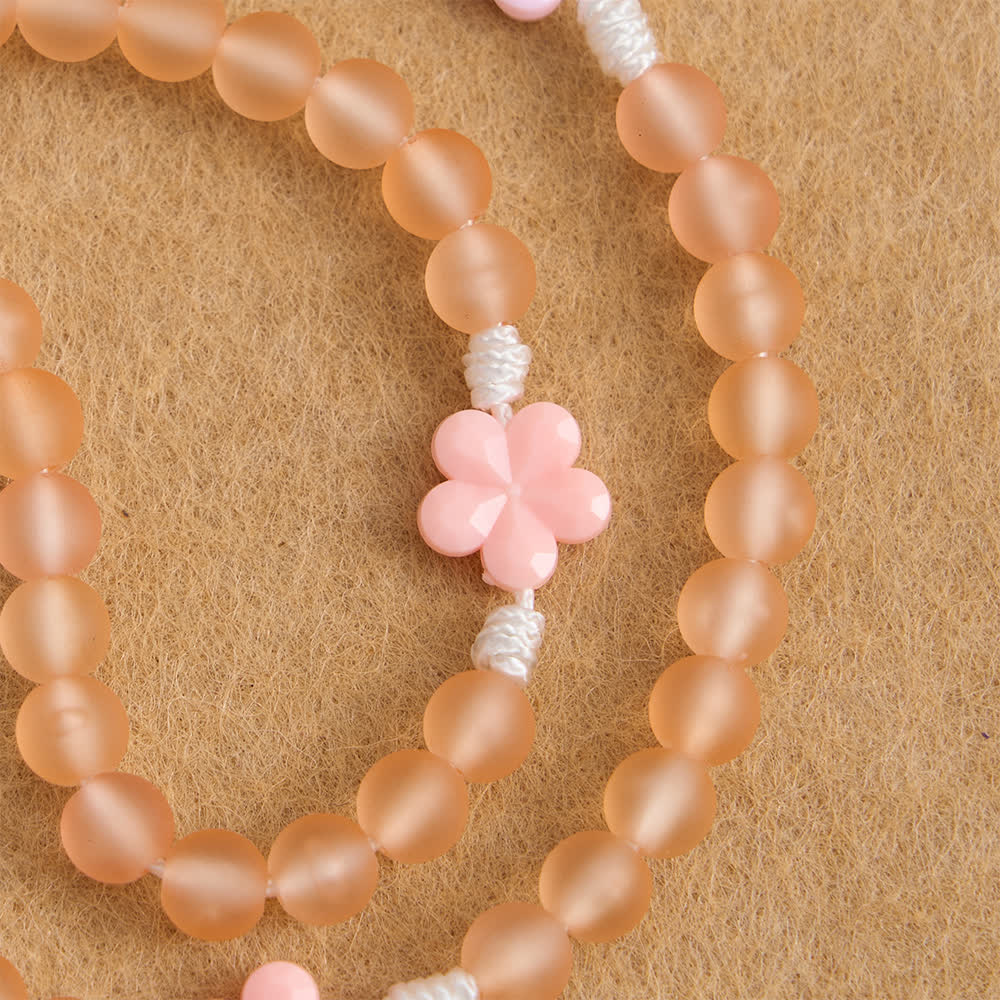 Christianartworkshop Peach Orange Frosted Beads Pink Camellia Rosary: the Purity of Spring Blossoms - image 6