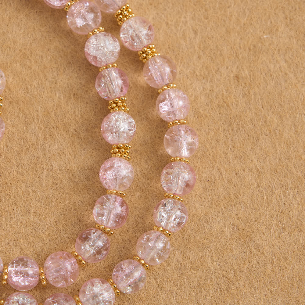 Christianartworkshop Pink & White Crackle Glass Rosary with Ornate Crucifix - image 6