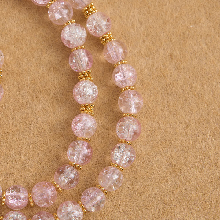 Christianartworkshop Pink & White Crackle Glass Rosary with Ornate Crucifix - image 6