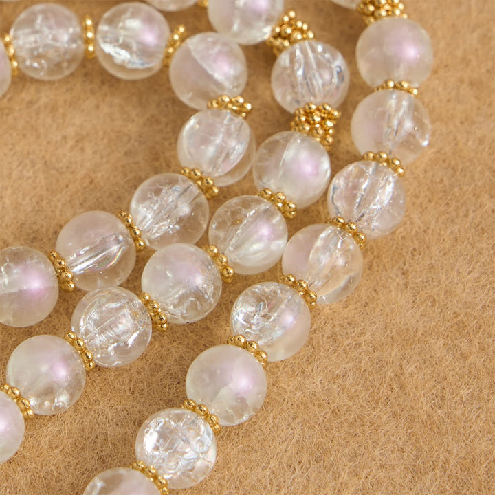 Christianartworkshop Pink & White Crackle Glass Rosary with Ornate Crucifix - image 15