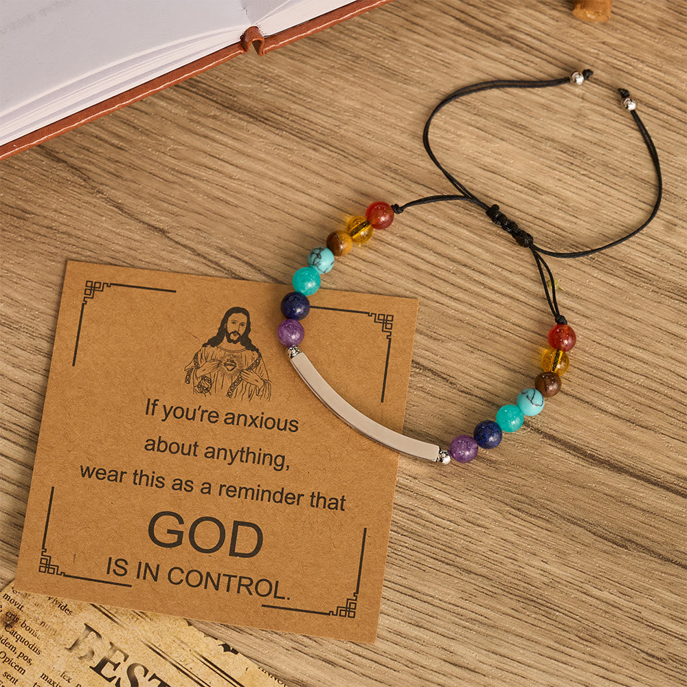 Christianartworkshop Adjustable Natural Stone Faith Bracelet With Scripture Reminder Card - Silver - image 5