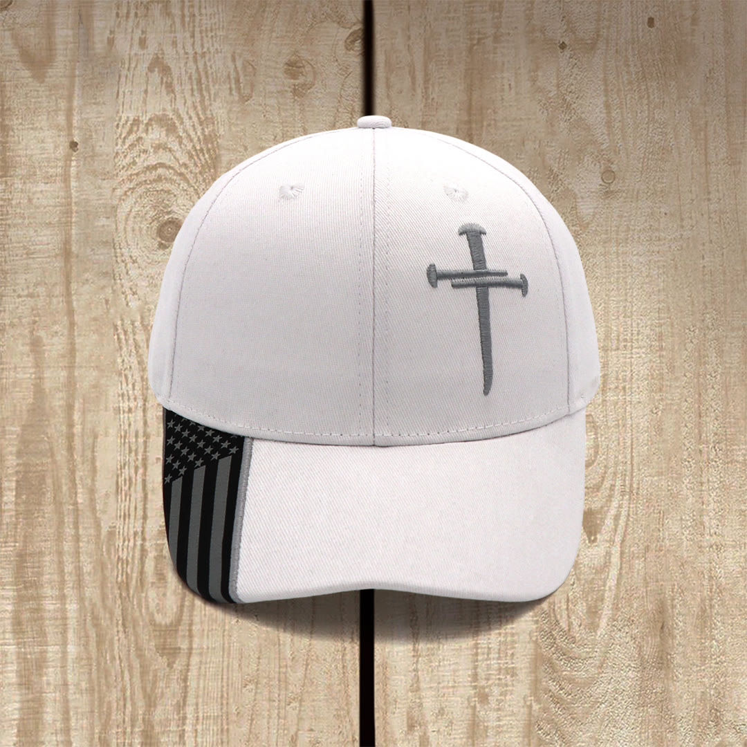 Christianartworkshop Nail Cross Crown of Thorns Embroidered Trucker Hat - White - image 2