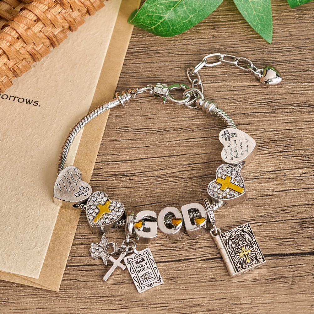 Christianartworkshop GOD & Bible Charm Bracelet with Cross and Scripture Beads: A Symbol of Unwavering Faith and Divine Love - image 1