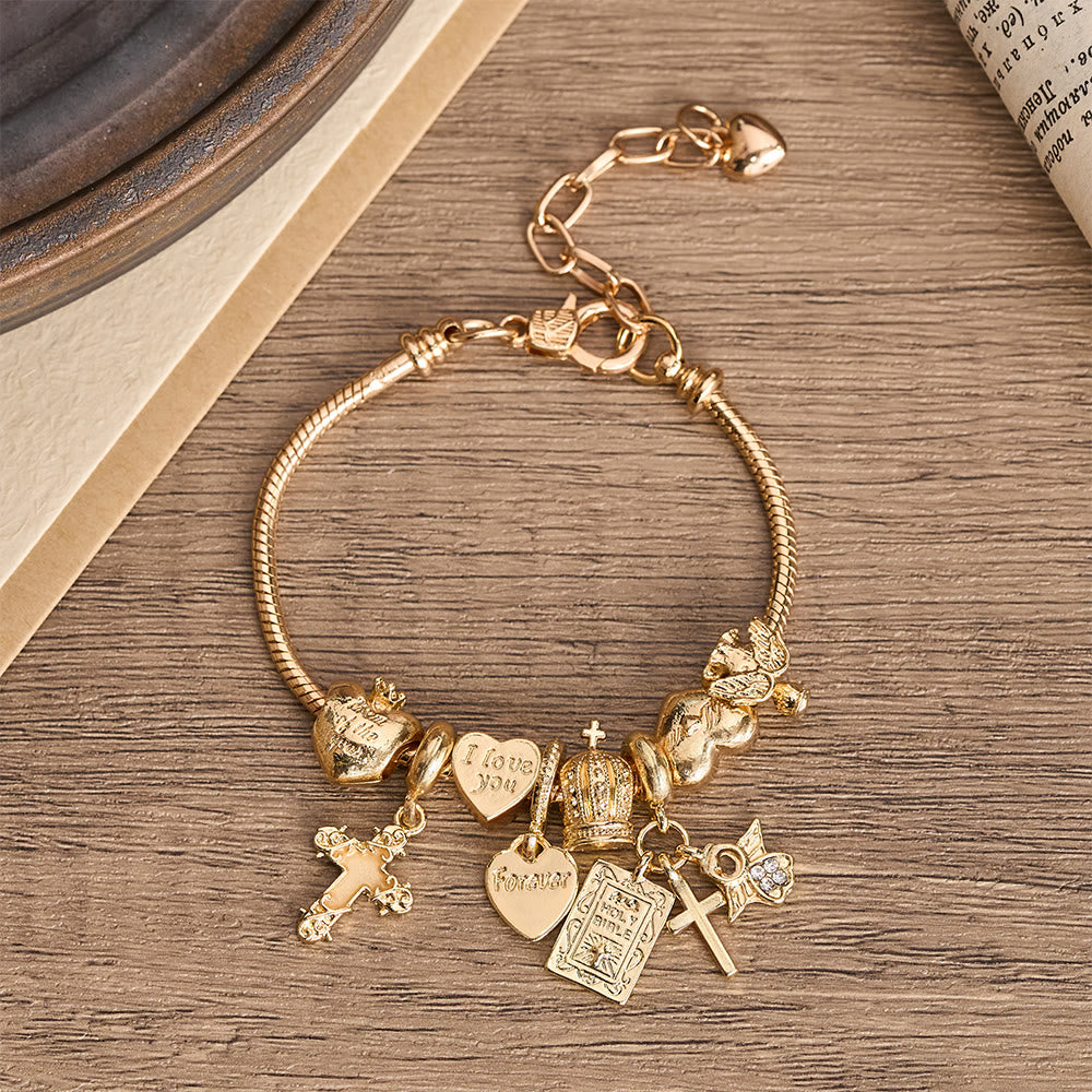 Christianartworkshop Adjustable Charm Bracelet with Biblical & Regal Details: A Reminder of Faith and Heavenly Devotion - image 1