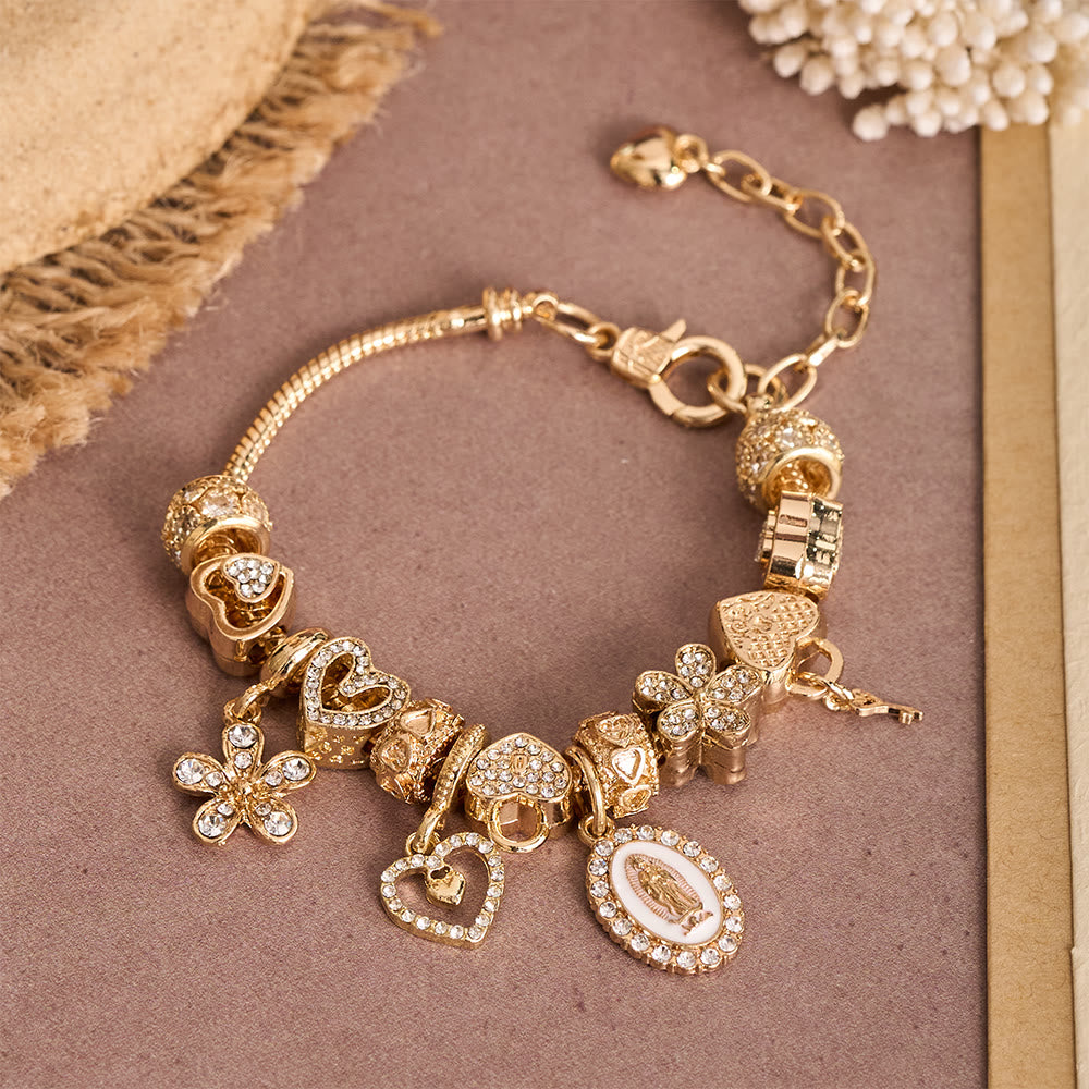 Christianartworkshop Marian & Heart Charm Bracelet: A Symbol of Divine Love and Heavenly Grace - image 1