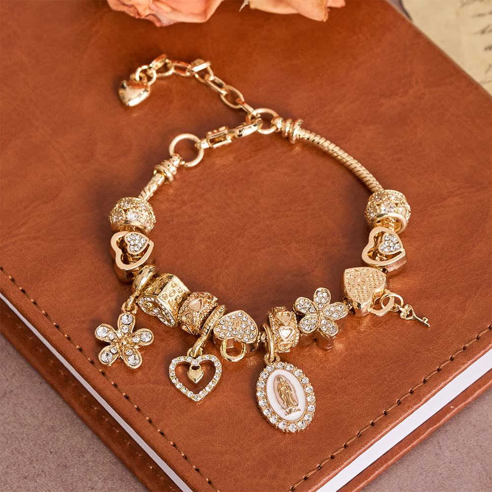 Christianartworkshop Marian & Heart Charm Bracelet: A Symbol of Divine Love and Heavenly Grace - Our Lady & Heart - image 0