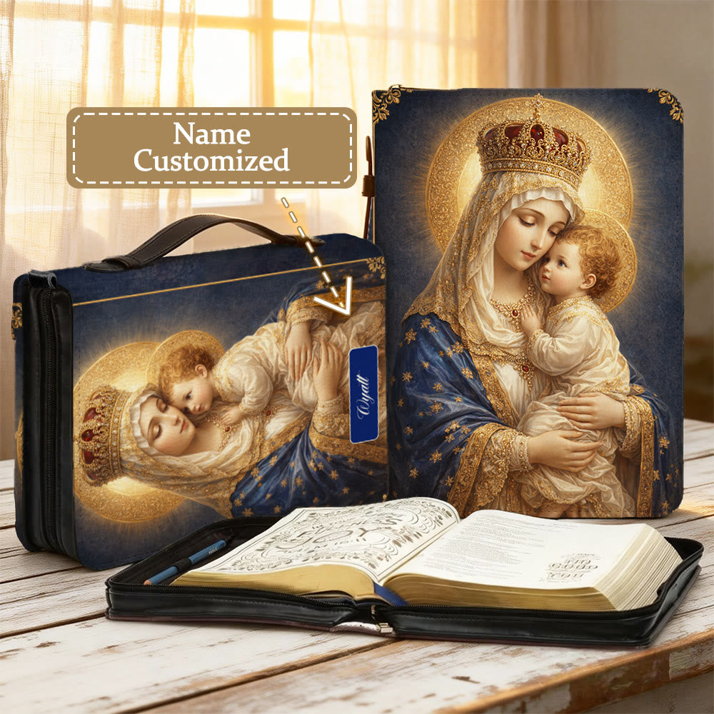 Christianartworkshop Our Lady and Child Holy Portrait Zippered Bible Cover - 2XL - Name Customized - image 0