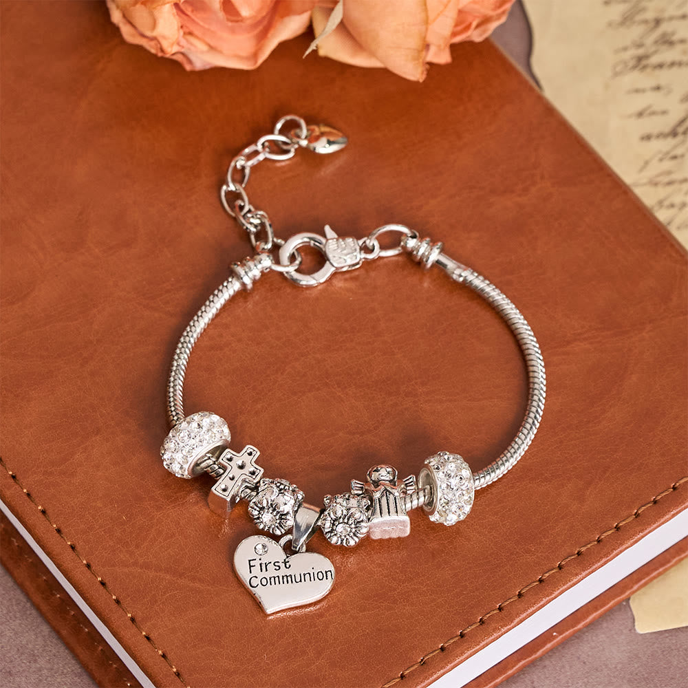 Christianartworkshop Delicate Children First Communion Charm Bracelet: An Emblem of New Faith and Heavenly Devotion - First Communion - image 0