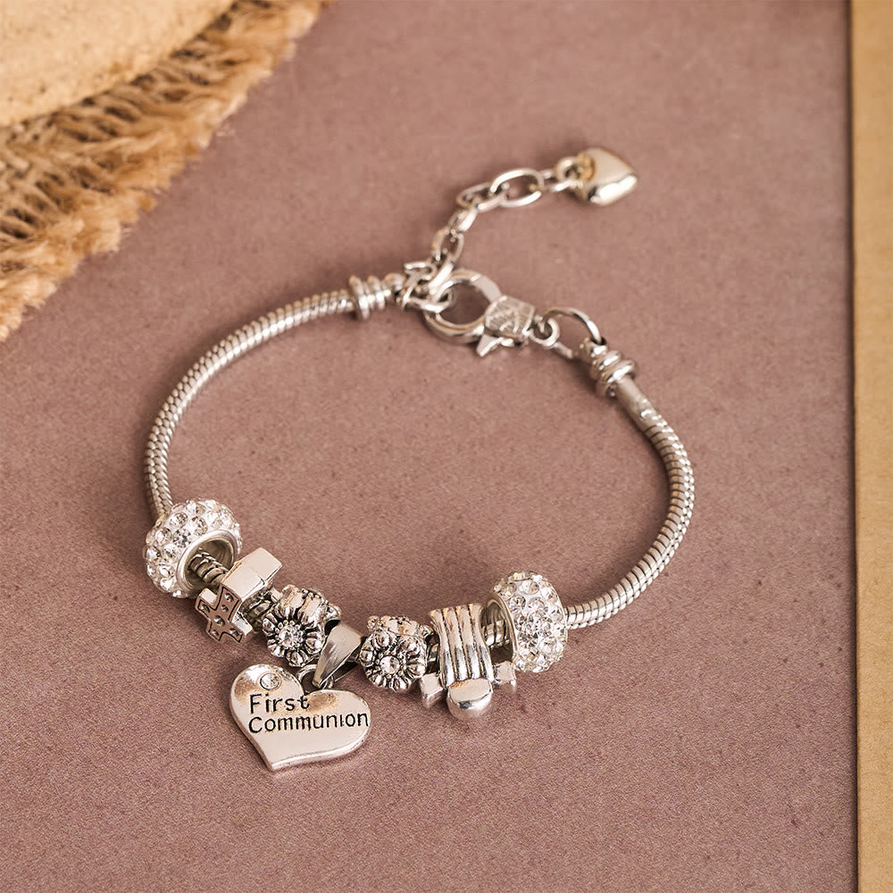 Christianartworkshop Delicate Children First Communion Charm Bracelet: An Emblem of New Faith and Heavenly Devotion - image 1