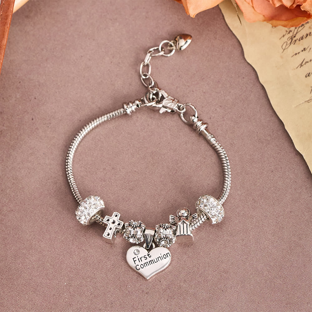 Christianartworkshop Delicate Children First Communion Charm Bracelet: An Emblem of New Faith and Heavenly Devotion - image 2