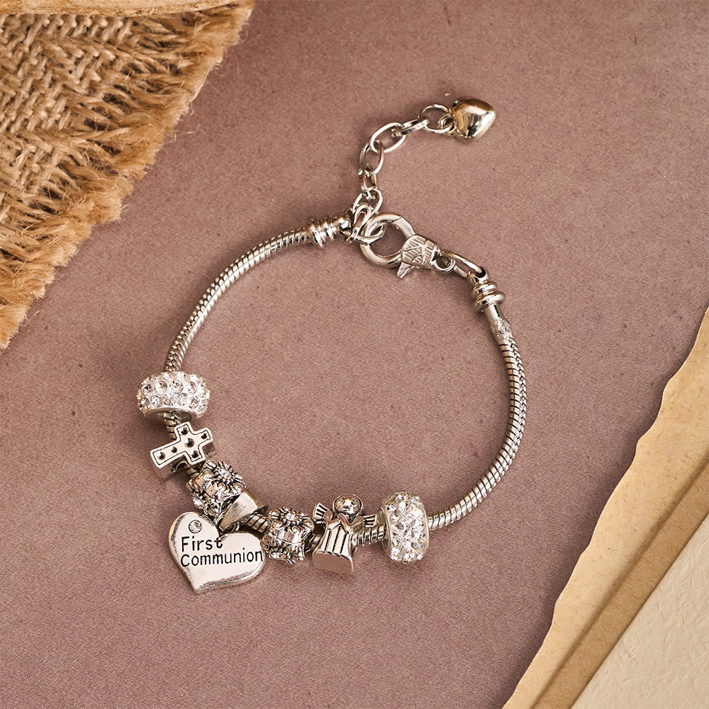 Christianartworkshop Delicate Children First Communion Charm Bracelet: An Emblem of New Faith and Heavenly Devotion - image 3
