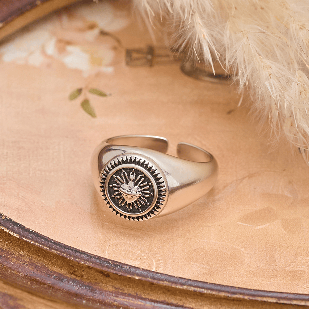 Christianartworkshop Sacred Heart Adjustable Signet Ring: A Symbol of Divine Love and Heavenly Devotion - image 5