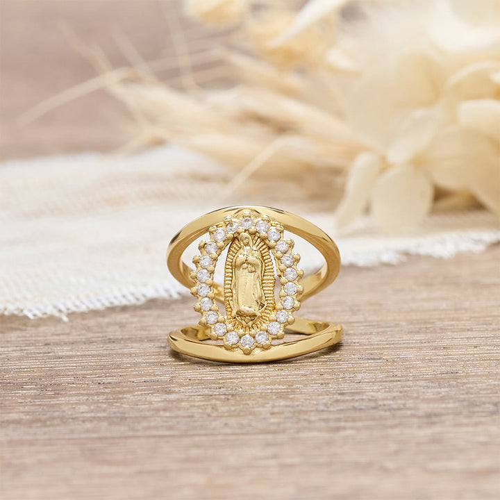 Christianartworkshop Our Lady of Guadalupe Zircon Halo Ring: A Symbol of Marian Grace and Divine Light - image 5