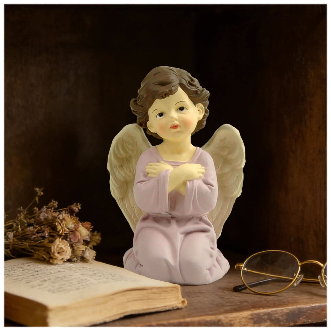 Christianartworkshop Purple Robe Kneeling Angel Figurines with Heart, Prayer and Crossed Arms: Reminders of Heavenly Grace - image 6