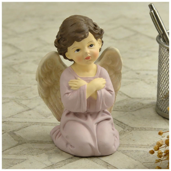 Christianartworkshop Purple Robe Kneeling Angel Figurines with Heart, Prayer and Crossed Arms: Reminders of Heavenly Grace - image 3
