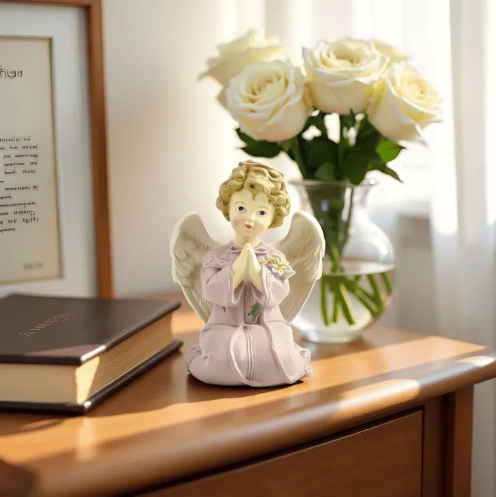 Christianartworkshop Purple Robe Kneeling Angel Figurines with Heart, Prayer and Crossed Arms: Reminders of Heavenly Grace - image 14