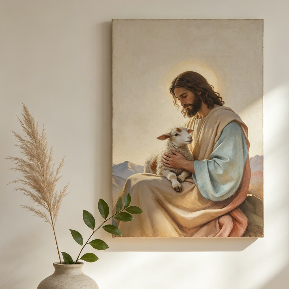 Christianartworkshop Jesus the Good Shepherd Wall Art Print: A Symbol of Divine Compassion and Gentle Love - image 1