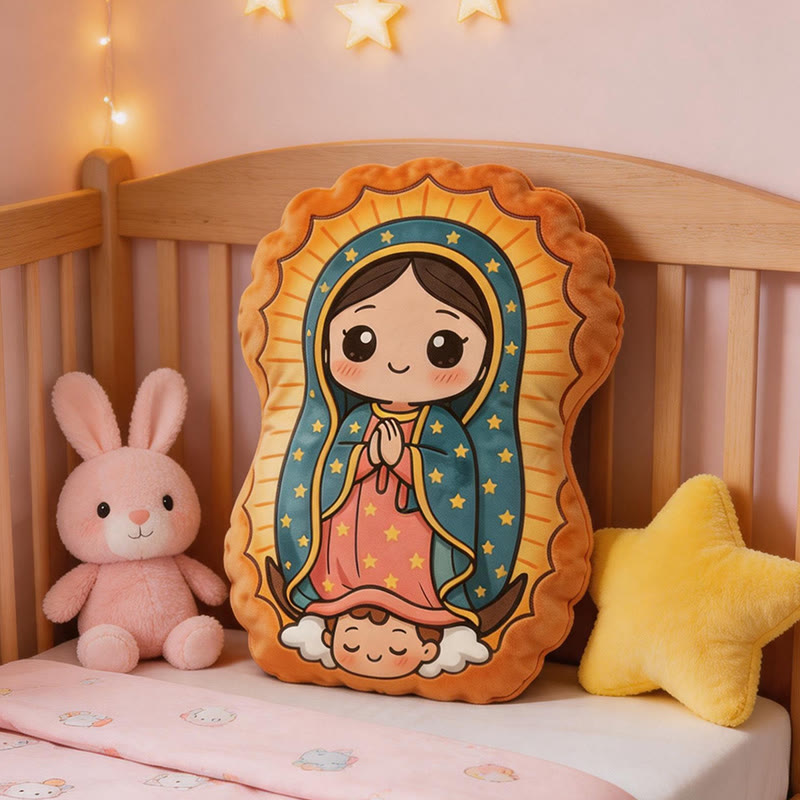 Christianartworkshop Cute Our Lady of Guadalupe Cartoon Shaped Plush Pillow: Cozy Faith-Inspired Home Decor - image 3