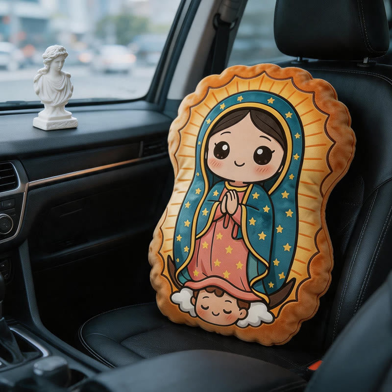 Christianartworkshop Cute Our Lady of Guadalupe Cartoon Shaped Plush Pillow: Cozy Faith-Inspired Home Decor - image 1
