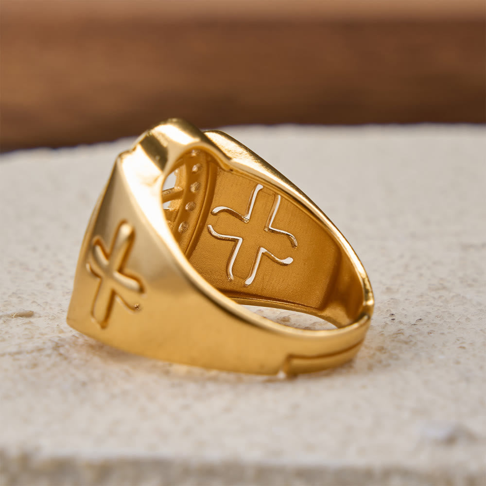 FREE Today: Bold St. Jude Zircon Halo Signet Ring with Side Cross: A Symbol of Hope and Divine Guidance - image 4