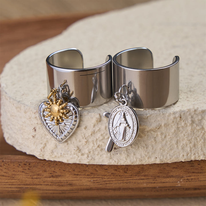 Christianartworkshop Premium Faith Charm Open Ring with Multiple Symbols: A Sacred Emblem of Unwavering Faith - image 2