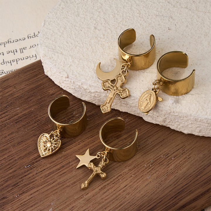Christianartworkshop Premium Faith Charm Open Ring with Multiple Symbols: A Sacred Emblem of Unwavering Faith - image 1