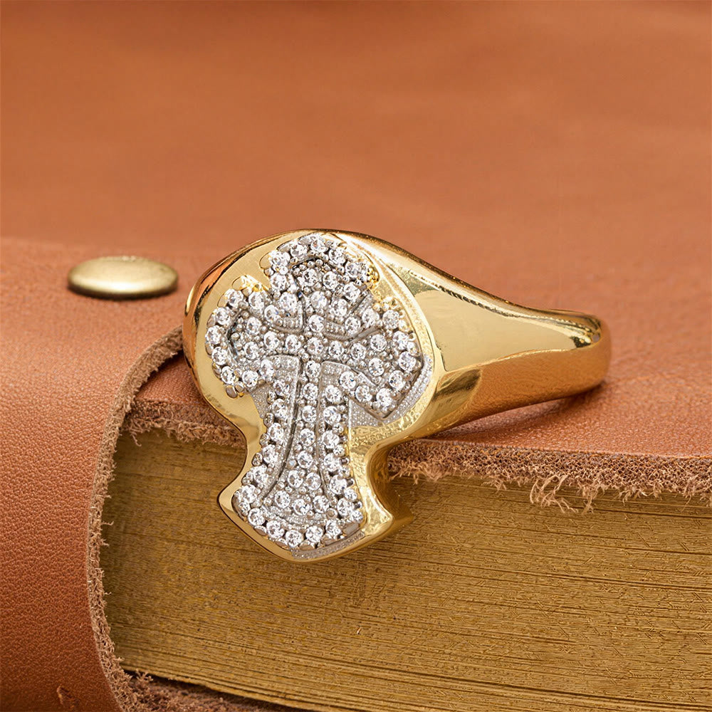 Christianartworkshop Wide-Band Pavé Cross Statement Ring: A Timeless Emblem of Redemptive Grace - Cross(Suitable for US Sizes 6-8) - image 0