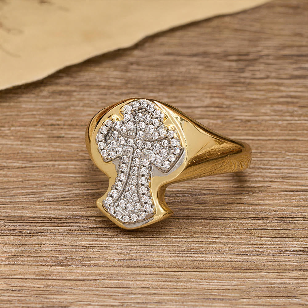 Christianartworkshop Wide-Band Pavé Cross Statement Ring: A Timeless Emblem of Redemptive Grace - image 3