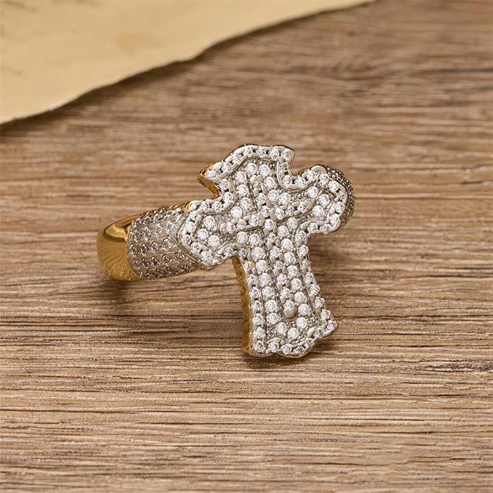 Christianartworkshop Bold Full-Pavé Cross Statement Ring: A Statement of Belief and Heavenly Grace - image 2