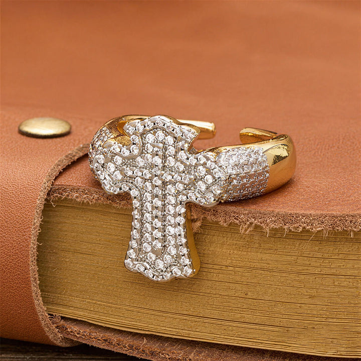 Christianartworkshop Bold Full-Pavé Cross Statement Ring: A Statement of Belief and Heavenly Grace - image 1