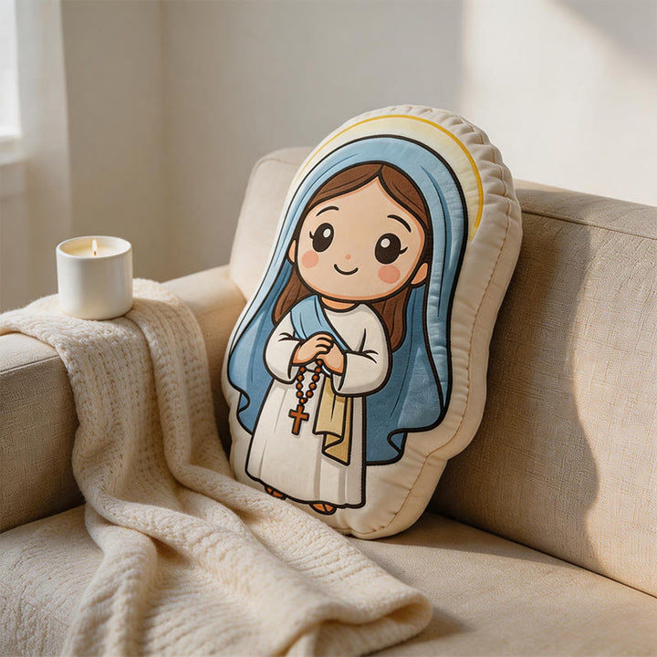 Christianartworkshop Cute Our Lady with Rosary Shaped Plush Pillow: Faith-Inspired Cozy Home Decor - image 4