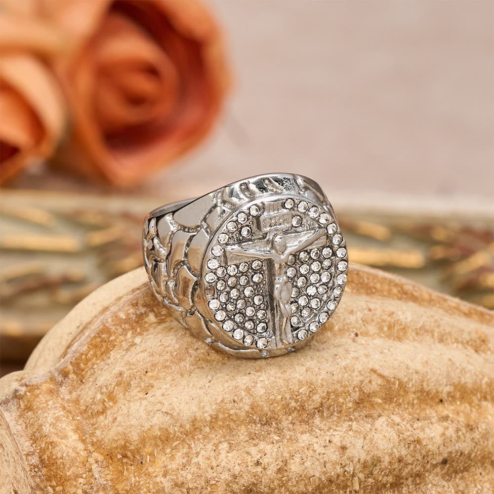 Christianartworkshop Bold INRI Crucifix Zircon Statement Ring: A Symbol of Unwavering Redemptive Faith - image 9