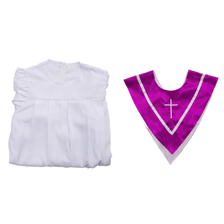 Christianartworkshop Classic White Clergy Robe with Contrast V-Neck & Cross Detailing - image 8