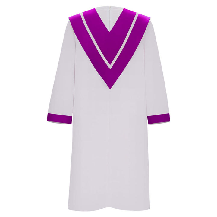 Christianartworkshop Classic White Clergy Robe with Contrast V-Neck & Cross Detailing - image 4