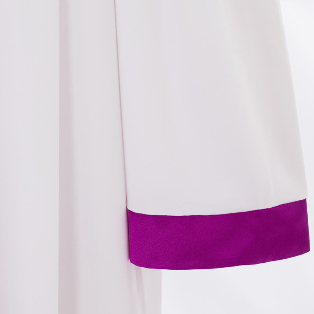 Christianartworkshop Classic White Clergy Robe with Contrast V-Neck & Cross Detailing - image 6