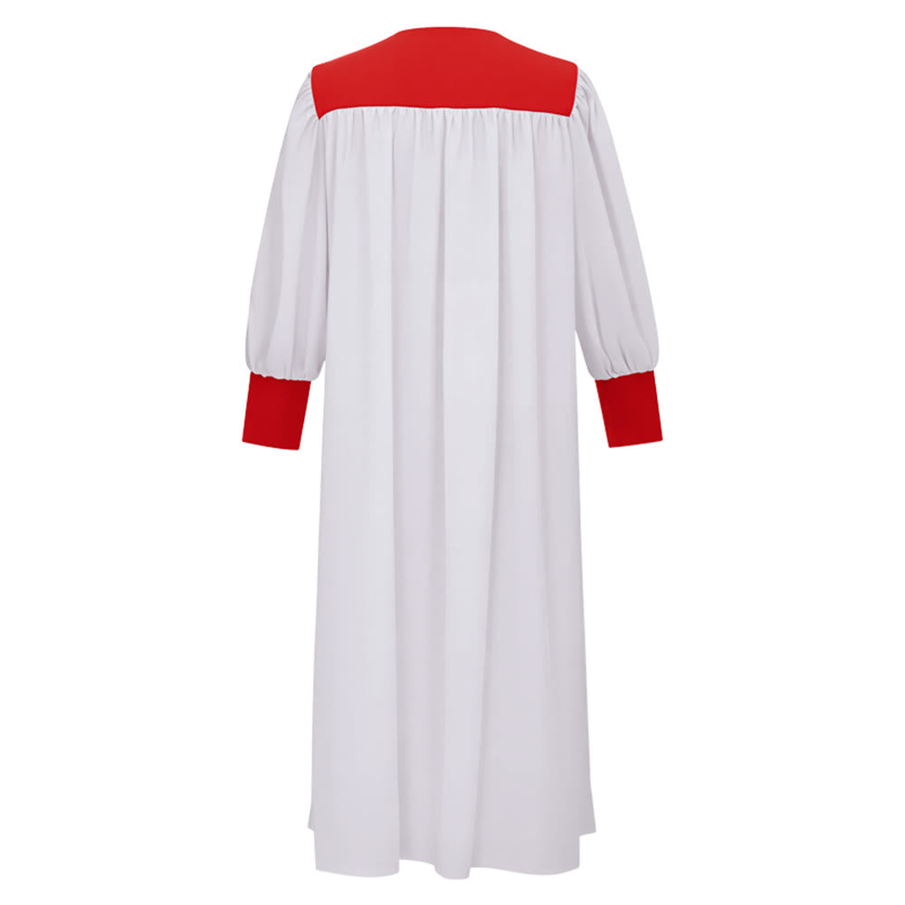 Christianartworkshop Distinctive White Church Clergy Robe with Red Collar & Cross Emblem - image 2