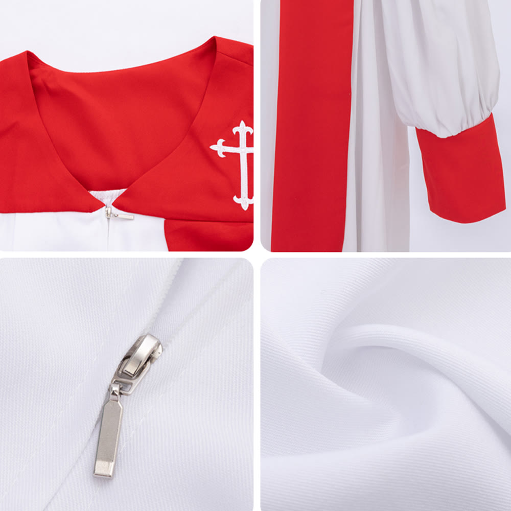 Christianartworkshop Distinctive White Church Clergy Robe with Red Collar & Cross Emblem - image 14