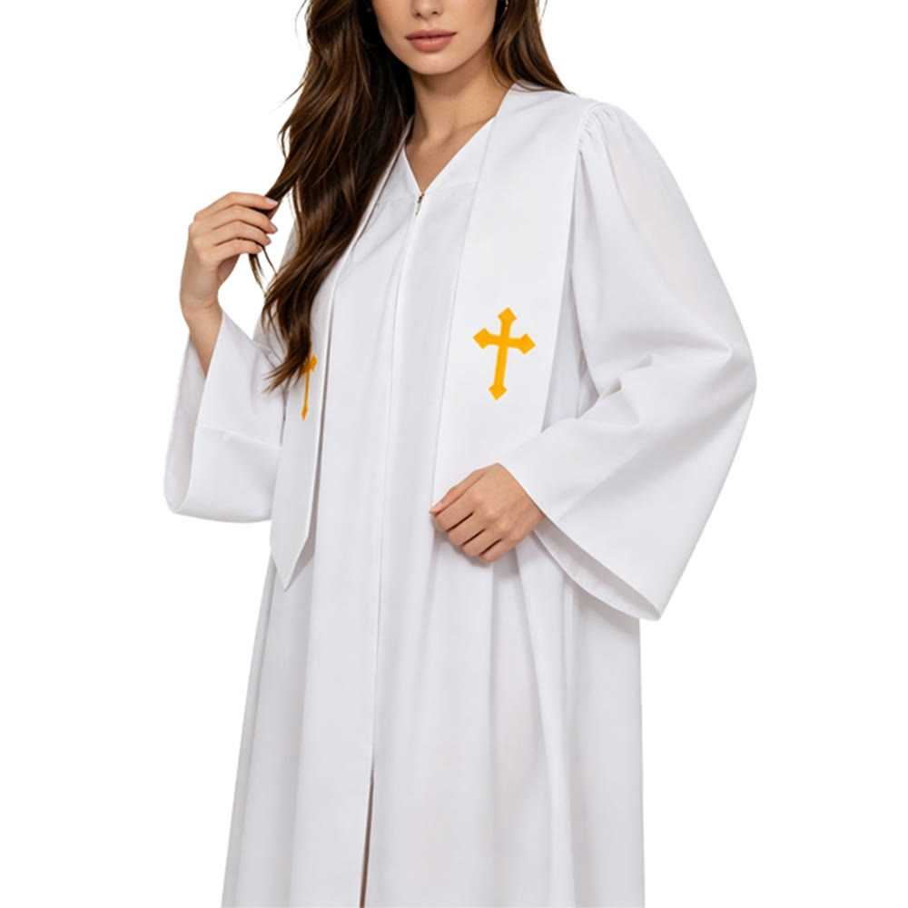 Christianartworkshop Elegant Black & White Clergy Robes: Golden Cross Detail - image 11