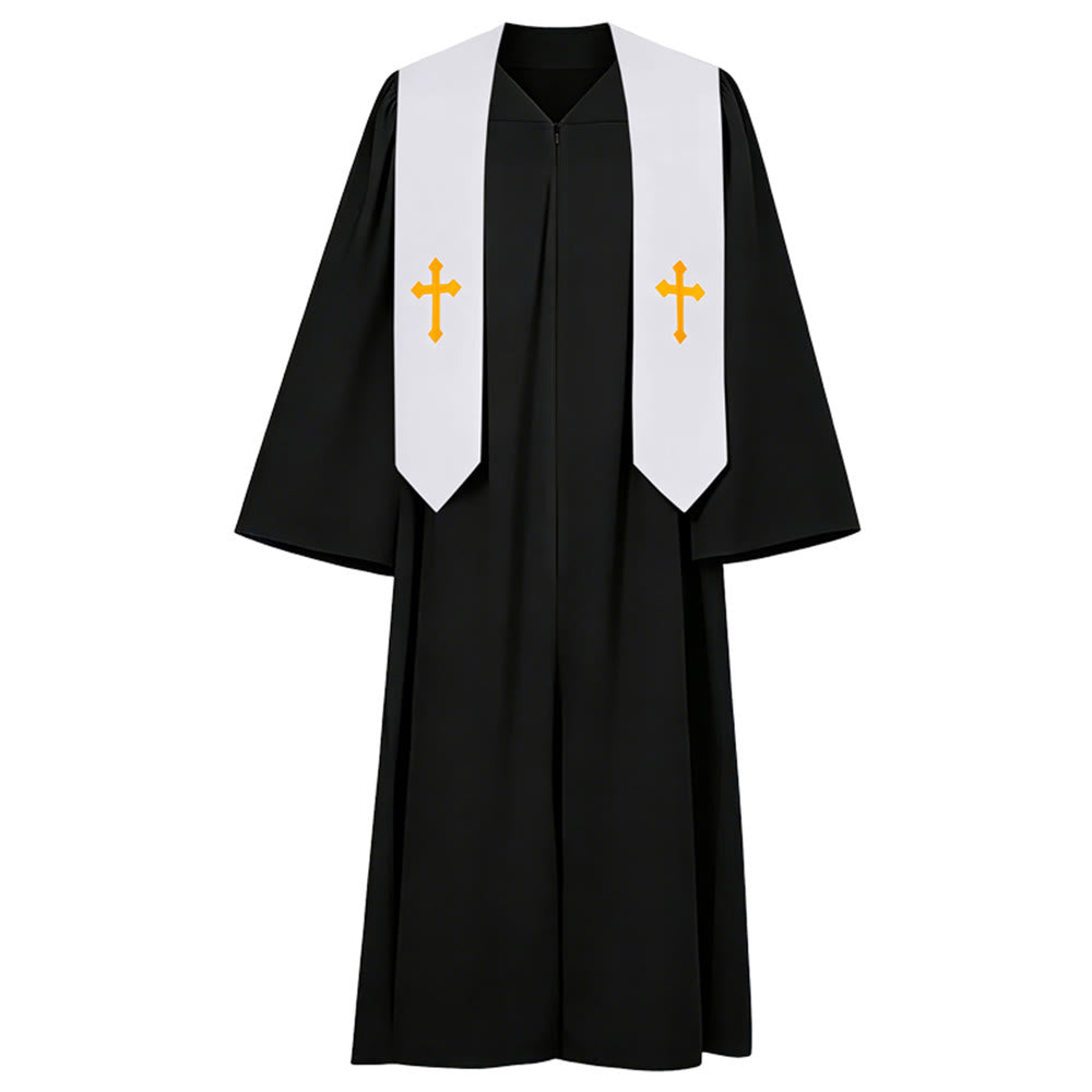 Christianartworkshop Elegant Black & White Clergy Robes: Golden Cross Detail - Black - 2XL - image 13