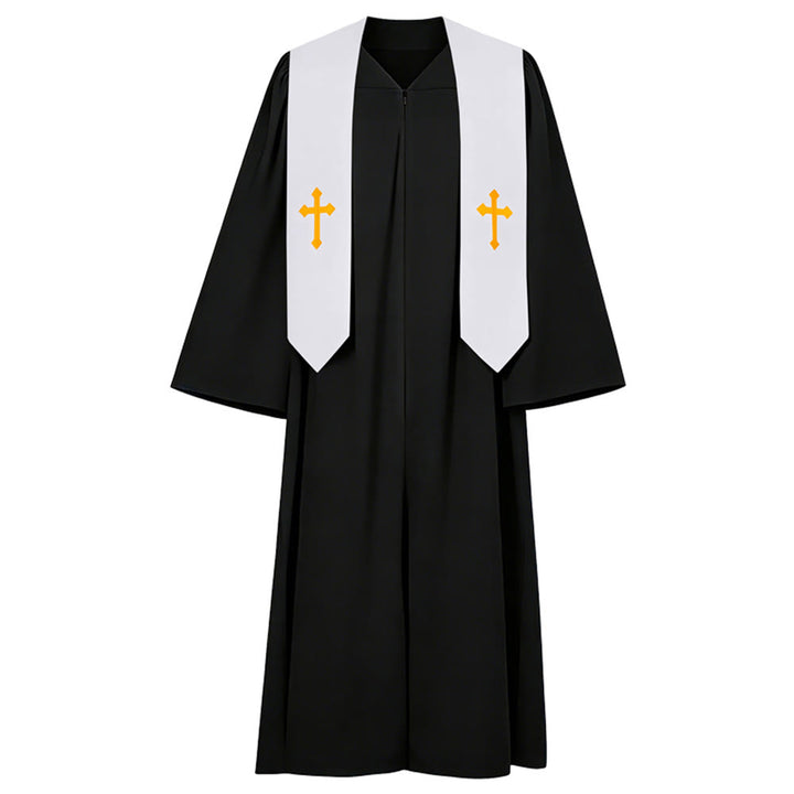 Christianartworkshop Elegant Black & White Clergy Robes: Golden Cross Detail - Black - 2XL - image 13