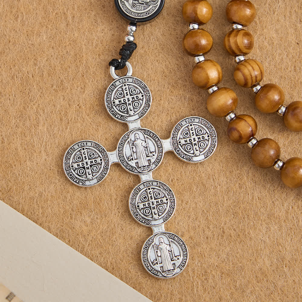 FREE Today: Natural Olivewood Rosary with St. Benedict Spacers and Oversized Filigree Cross - image 6